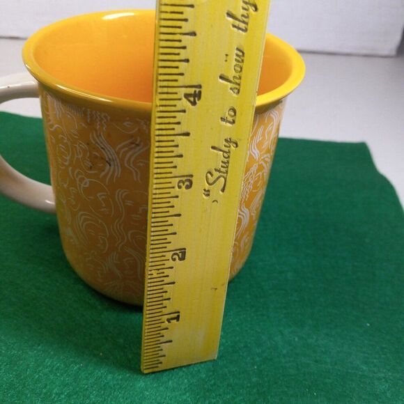 NWT One together Multiple Faced Yellow Mug Cottagecore Countrycore Kitsch - Picture 4 of 6